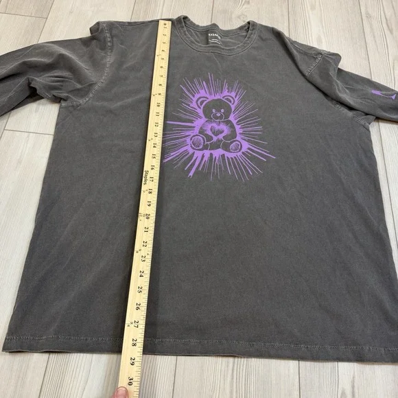 Coach Men's XL Bear Graphic Relaxed Long Sleeve T-Shirt Gray & Purple Cotton - Picture 8 of 11